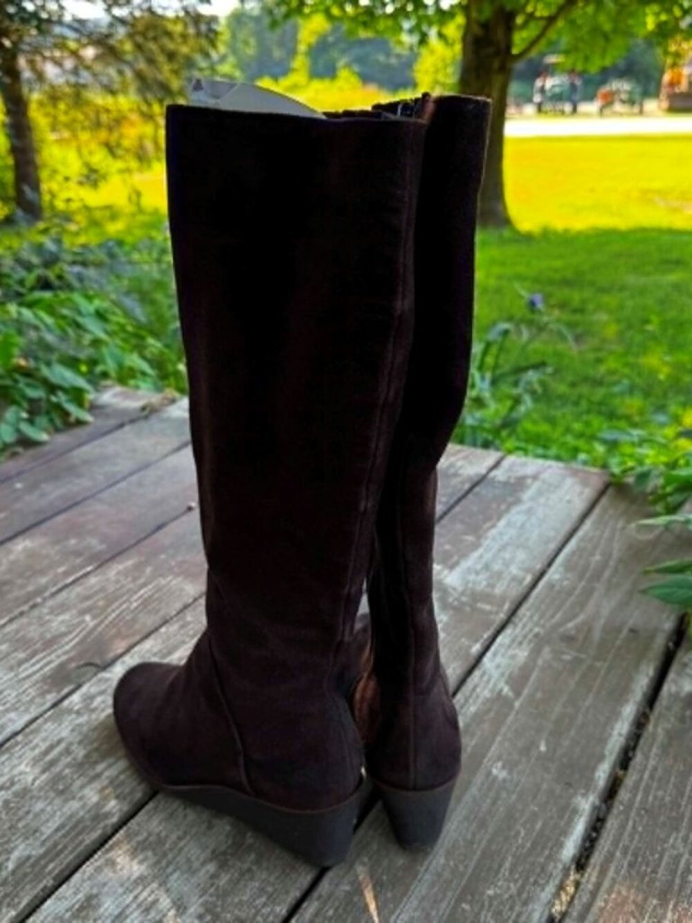 Chocolate Brown Suede Aerosole Wedge Boot 6.5 - Picture 3 of 4